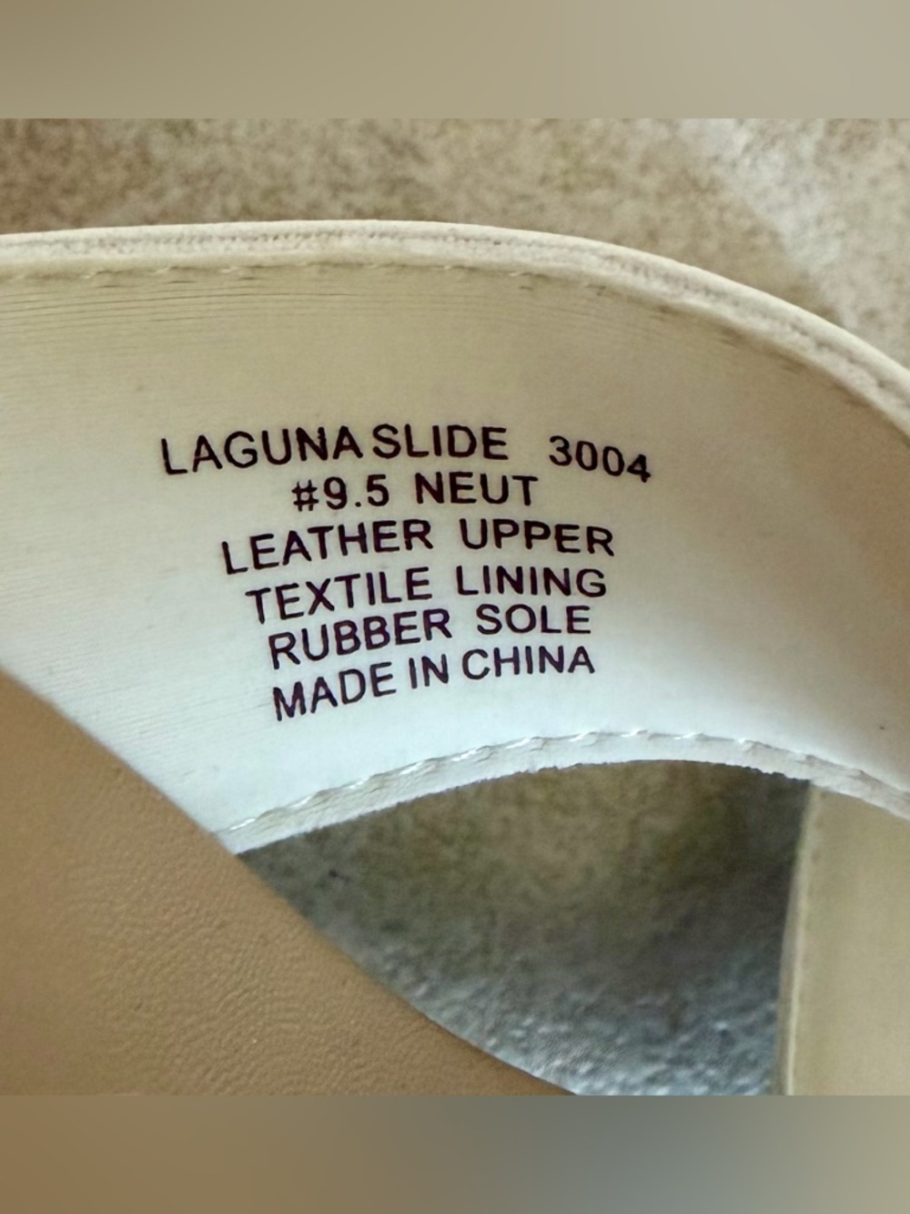 Laguna Slide Ivory Leather Sandals Adjustable Strap Size 9.5 Minimal - Picture 8 of 11
